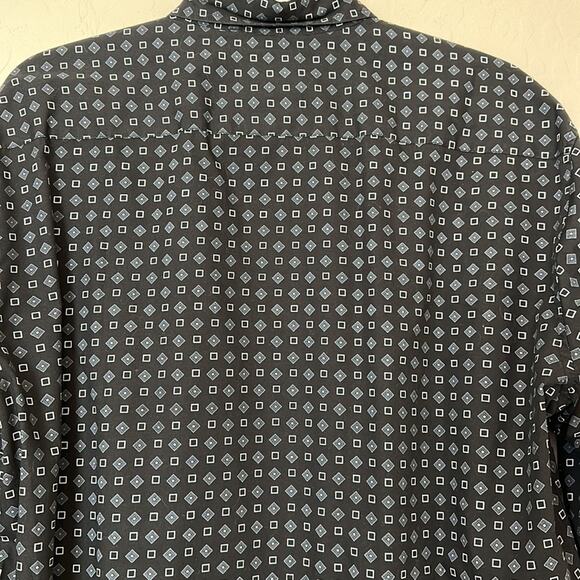 English Laundry Geometric Print Long Sleeve Button Up Dress Shirt Black New Sz L - Picture 11 of 14
